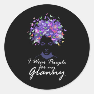 Sticker Rond Je Porte Le Violet Pour Mon Grand-Mère Soutien Hei