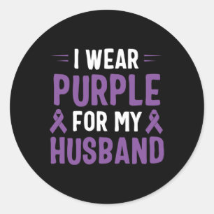 Sticker Rond Je Porte Le Violet Pour Mon Mari Cancer Pancréatiq