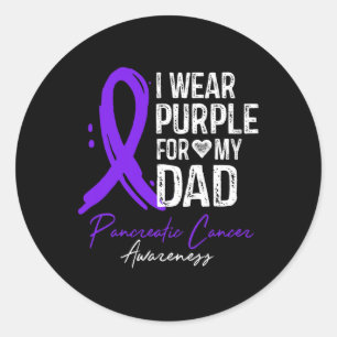 Sticker Rond Je Porte Le Violet Pour Mon Père Chemise Cancer Pa