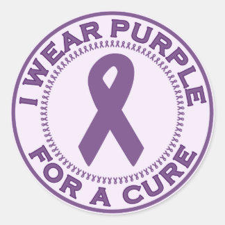 Sticker Rond Je Porte Le Violet Pour Un Traitement