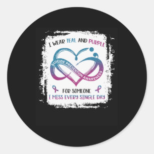Sticker Rond Je porte le violet turquoise Pour quelqu'un qui me