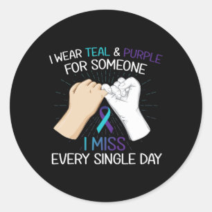 Sticker Rond Je porte le violet turquoise Pour quelqu'un qui me