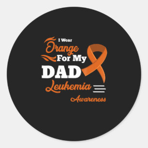 Sticker Rond Je Porte L'Orange Pour Mon Père Leucémie Sensibili