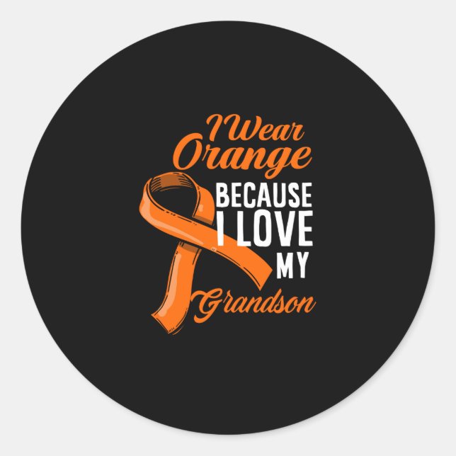 Sticker Rond Je Porte L'Orange Pour Mon Petit-Fils Cancer Du Re (Devant)