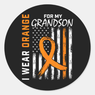 Sticker Rond Je Porte L'Orange Pour Mon Petit-Fils Leucémie Can