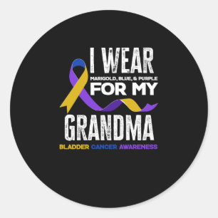 Sticker Rond Je Porte Ma Grand-Mère Sensibilisation Au Cancer D