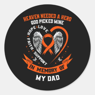 Sticker Rond Je Porte Orange En Mémoire De Mon Père Leucémie Ac