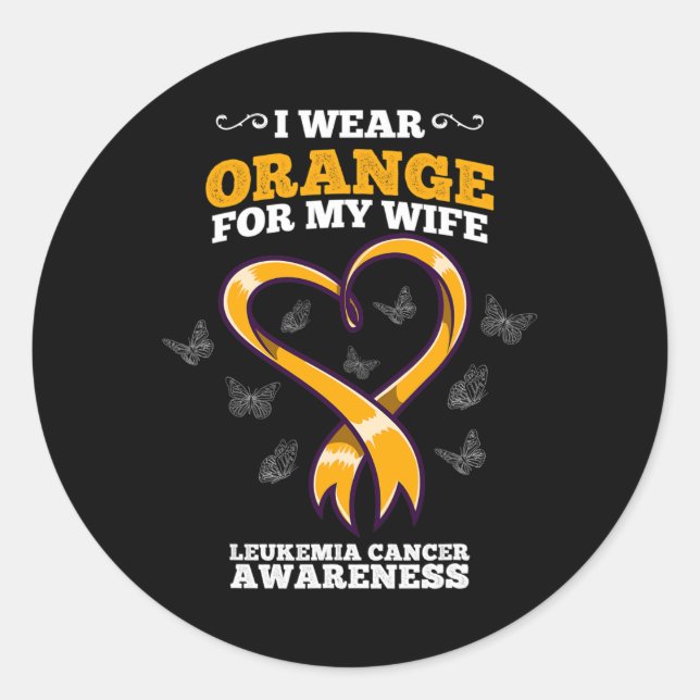 Sticker Rond Je Porte Orange Femme Leucémie Cancer Sensibilisat (Devant)
