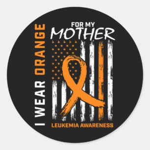 Sticker Rond Je Porte Orange Mère Mère Mère Leucémie Sensibilis