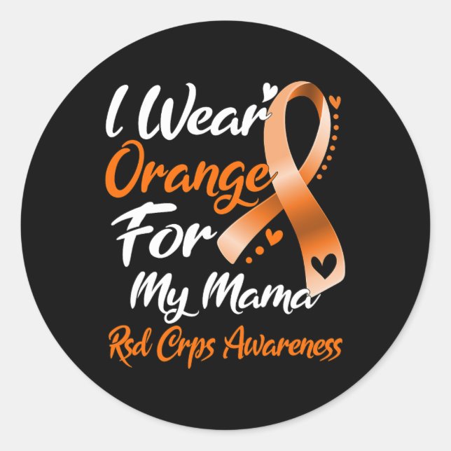 Sticker Rond Je Porte Orange Pour Ma Mama Rsd Crps Sensibilisat (Devant)