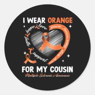 Sticker Rond Je Porte Orange Pour Mon Cousin Sclérose Multiples