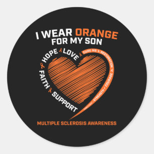 Sticker Rond Je Porte Orange Pour Mon Fils Sclérose En Plaques