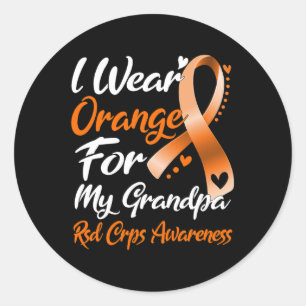 Sticker Rond Je Porte Orange Pour Mon Grand-Père Rsd Crps Sensi