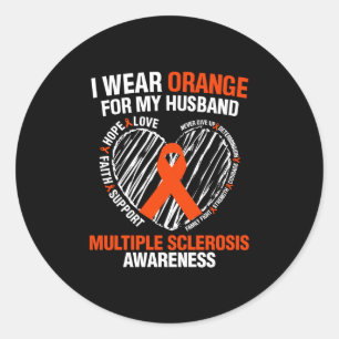 Sticker Rond Je Porte Orange Pour Mon Mari Sclérose Multiples