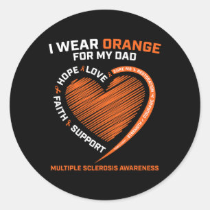 Sticker Rond Je Porte Orange Pour Mon Père Ms Multiple Sclerosi