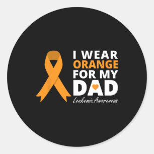 Sticker Rond Je Porte Orange Pour Mon Père Ribbon Family Warrie