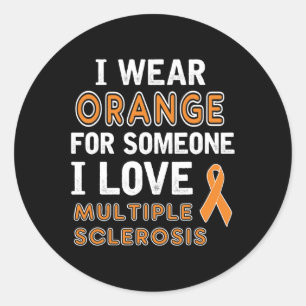 Sticker Rond Je porte Orange - Sclérose en plaques