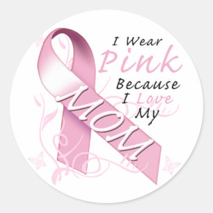 Sticker Rond Je porte rose puisque j'aime ma maman