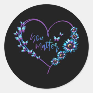 Sticker Rond Je Porte Suicide Turquoise Et Violet Sensibilisati