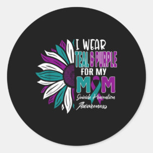 Sticker Rond Je Porte Turquoise & Purple Pour Ma Maman Suic