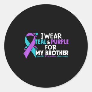 Sticker Rond Je Porte Turquoise &amp; Purple Pour Mon Frère Sui