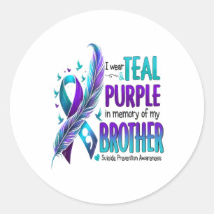 Sticker Rond Je Porte Turquoise &amp; Purple Pour Mon Frère Sui