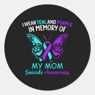 Sticker Rond Je Porte Turquoise &amp ; Violet En Mémoire De Ma 