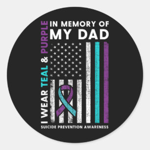 Sticker Rond Je Porte Turquoise & ; Violet En Mémoire De Mon