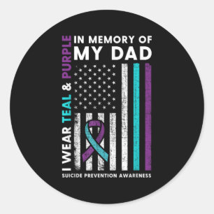 Sticker Rond Je Porte Turquoise & ; Violet En Mémoire De Mon