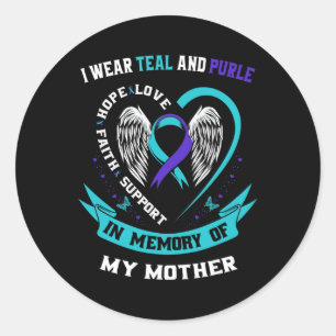 Sticker Rond Je porte Turquoise et pourpre pour ma mère Suicide