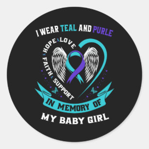 Sticker Rond Je Porte Turquoise Et Violet