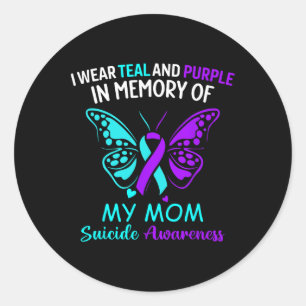 Sticker Rond Je Porte Turquoise Et Violet En Mémoire Du Suicide
