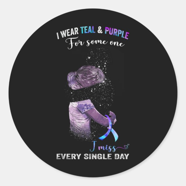 Sticker Rond Je Porte Turquoise Et Violet Pour La Prévention Du (Devant)