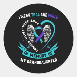 Sticker Rond Je Porte Turquoise Et Violet Pour Le Suicide De Pe