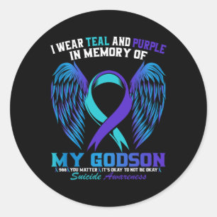 Sticker Rond Je Porte Turquoise Et Violet Pour Ma Connaissance