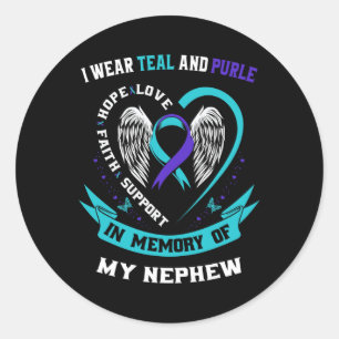 Sticker Rond Je Porte Turquoise Et Violet Pour Ma Connaissance