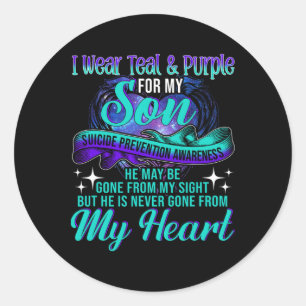 Sticker Rond Je Porte Turquoise Et Violet Pour Mon Fils Suicide
