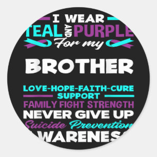 Sticker Rond Je Porte Turquoise Et Violet Pour Mon Frère Suicid