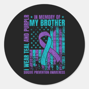 Sticker Rond Je Porte Turquoise Et Violet Pour Mon Frère Suicid
