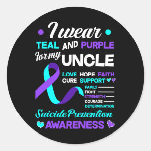 Sticker Rond Je Porte Turquoise Et Violet Pour Mon Oncle Suicid