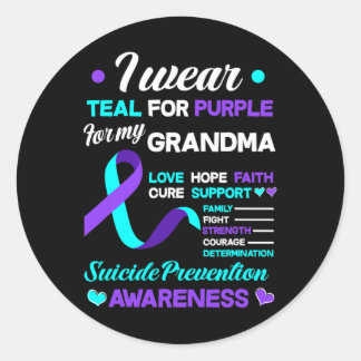 Sticker Rond Je Porte Turquoise Et Violet Pour Mon Suicide De G