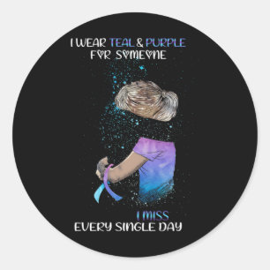 Sticker Rond Je Porte Turquoise Et Violet Pour Quelqu'Un Que Je