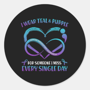 Sticker Rond Je Porte Turquoise Et Violet Pour Quelqu'Un Que Je