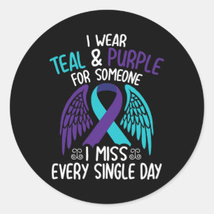Sticker Rond Je Porte Turquoise Et Violet Pour Quelqu'Un Que Je