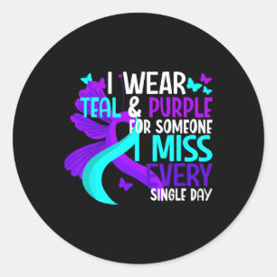 Sticker Rond Je Porte Turquoise Et Violet Pour Quelqu'Un Qui Me