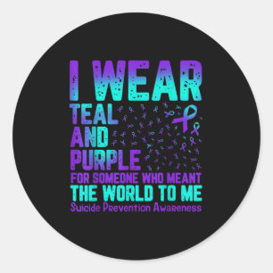 Sticker Rond Je Porte Turquoise Et Violet Pour Quelqu'Un Qui Ve