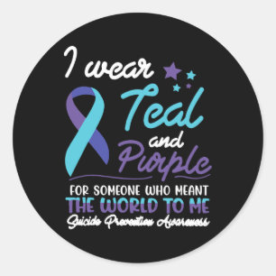 Sticker Rond Je Porte Turquoise Et Violet Pour Quelqu'Un Qui Ve