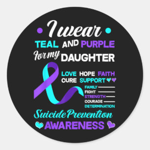 Sticker Rond Je Porte Turquoise Violet Pour La Prévention Pour