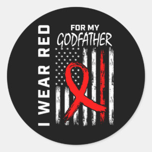Sticker Rond Je porte un ruban rouge pour la sensibilisation à 