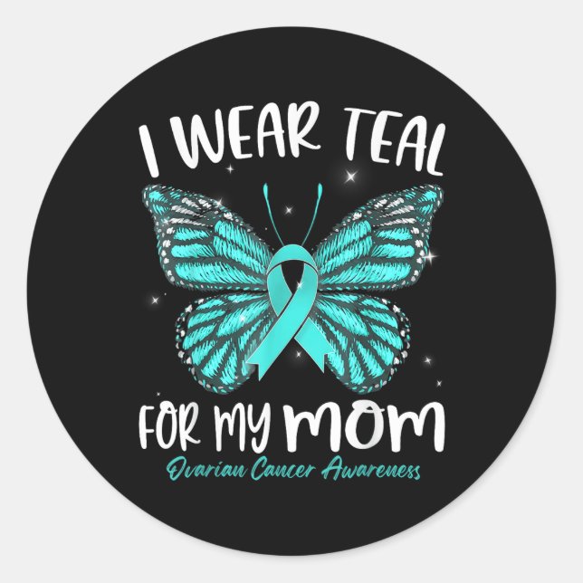 Sticker Rond Je Porte Un Turquoise Pour Ma Mère Sensibilisation (Devant)